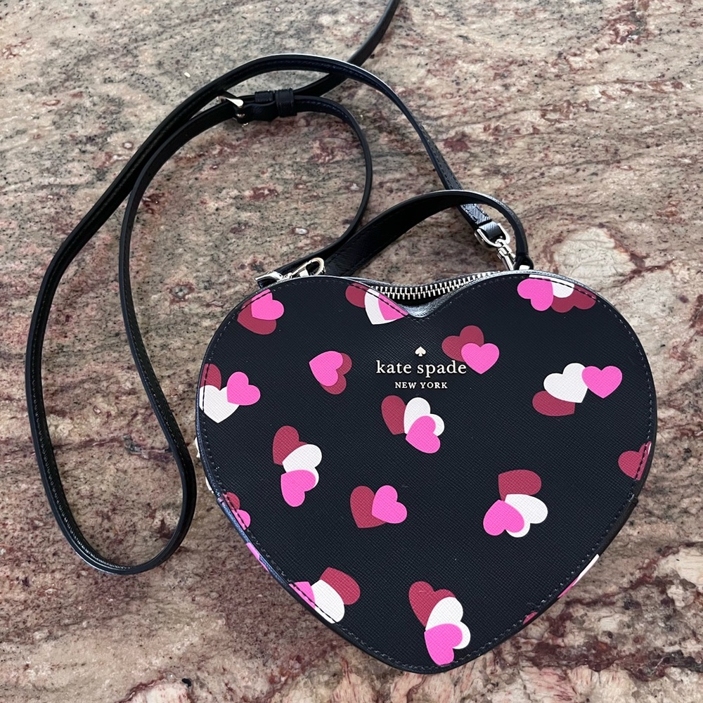 kate spade New York love shack flutter hearts printed heart purse